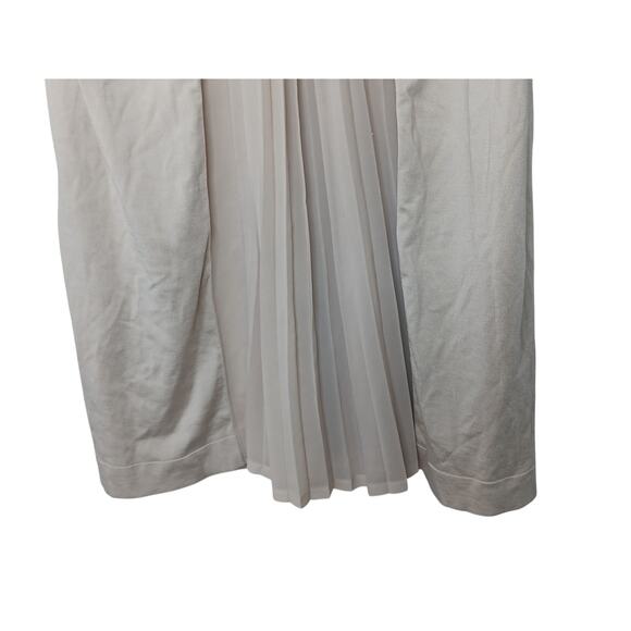 Foxey New York Beige Pleated Front Shift Dress Size 40 Medium Japan Made Pockets - Picture 4 of 14